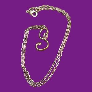 Vintage Cursive Initial G Pendant Chain Necklace